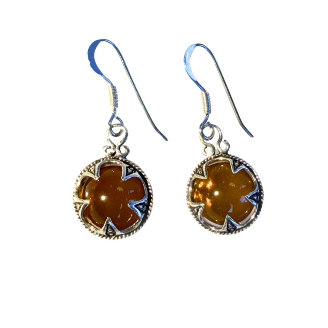 Earrings with amber silver